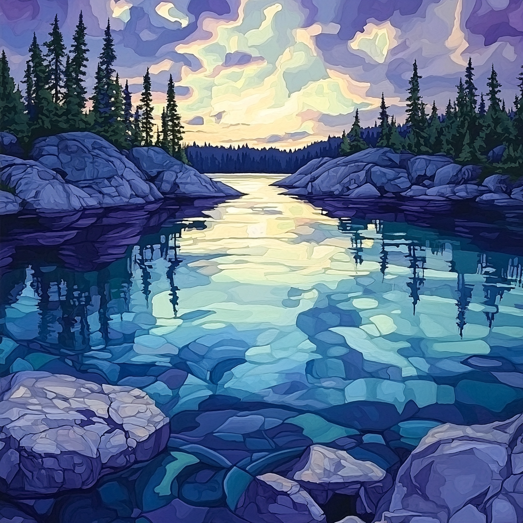Franklin Carmichael Inspired Twilight On Jasper Lake Painting by numbers kit