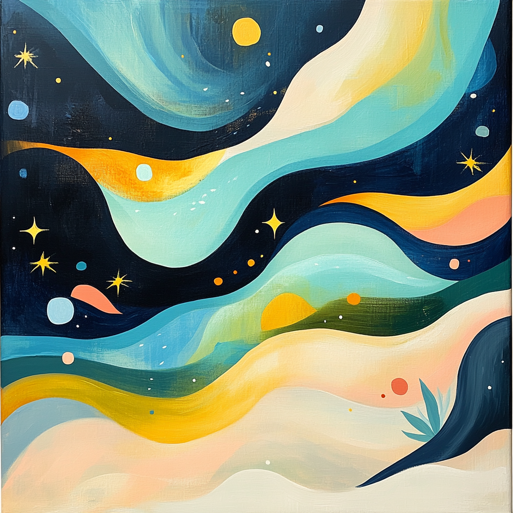 Joan Miró Inspired Biomorphic Tide paint by numbers