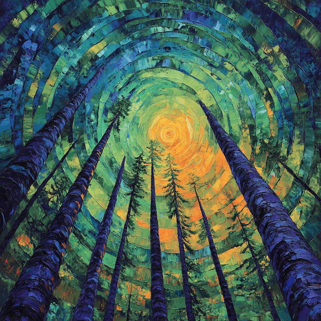 Emily Carr Inspired Swirling Forest Canopy Number painting