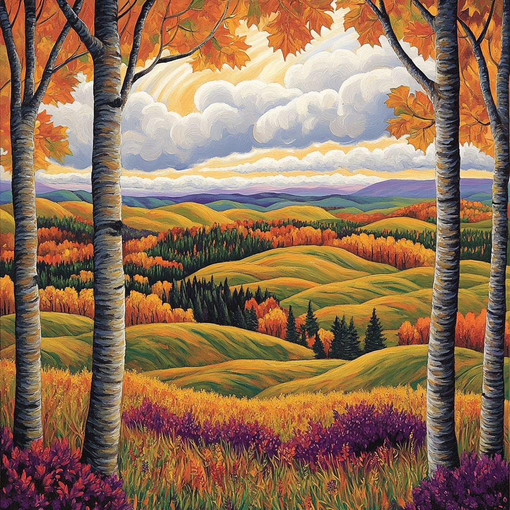 J E H MacDonald Inspired Autumnal Algoma Hillscape painting number kit