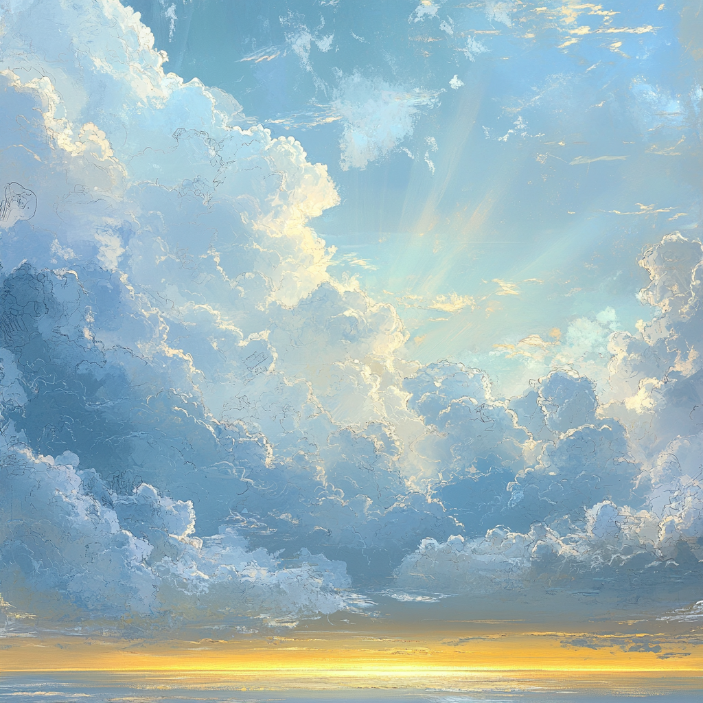 Leonardo Da Vinci Inspired Ethereal Cloudscape Number painting