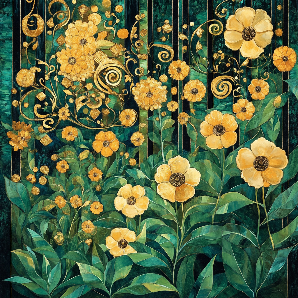 Gustav Klimt Inspired Enchanted Garden paint by numbers