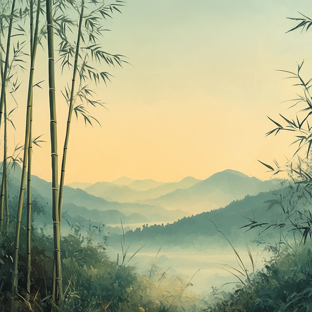 Zhao Mengfu Inspired Whispering Bamboo paint by numbers