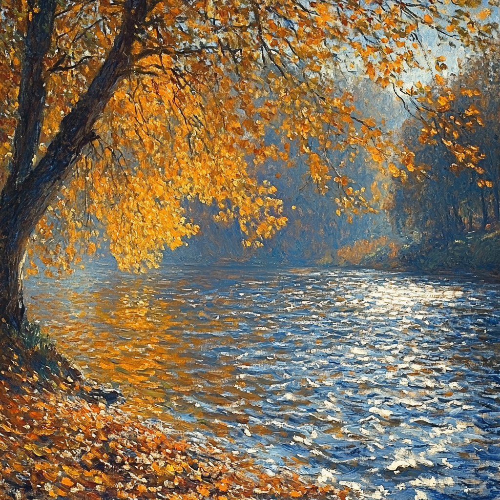 Claude Monet Inspired Autumn River Numbered painting kits