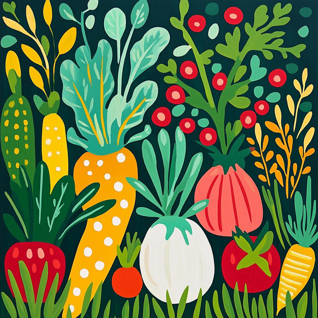 Henri Matisse Inspired Cheerful Garden Veggies Numbered Painting Kits