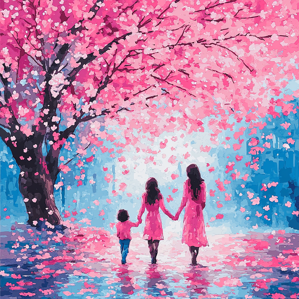 Beneath Cherry Blossom Skies Number Painting