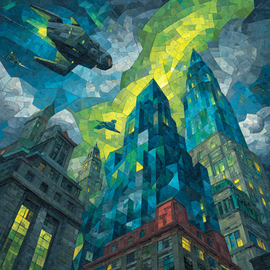 Picasso Inspired Futuristic Cityscape DIY paint by numbers