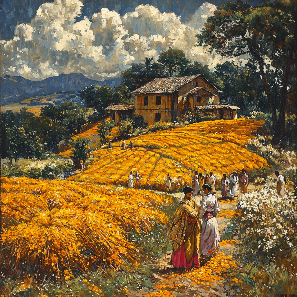 Nandalal Bose Inspired Saffron Harvest Serenade Paint By Numbers Kits