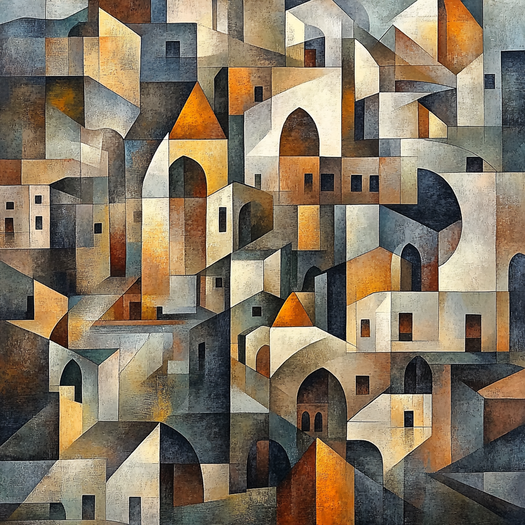 Picasso Inspired Cubist Cityscape Paint by numbers art