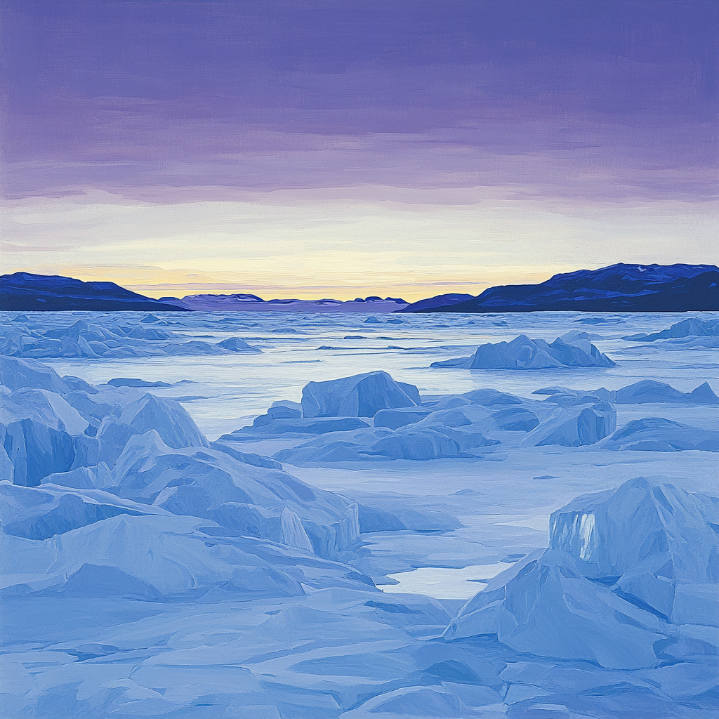 Lawren Harris Inspired Majestic Icefields At Dusk paint by color