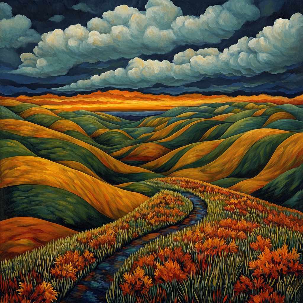 Frederick Varley Inspired Windswept Hills In Autumn Glow painting number kit