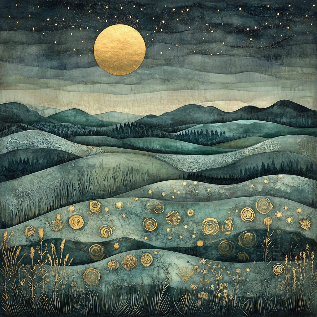 Max Ernst Inspired Moonlit Fossils Number painting