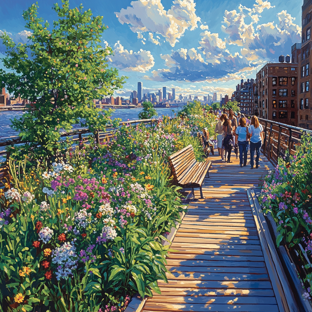 Tranquil Green Oasis At The High Line New York City USA paint by numbers