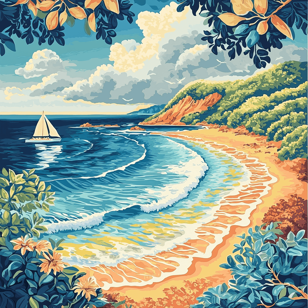 Vintage Travel Poster Style Inspired Retro Ocean Adventure Paint By Numbers Kits