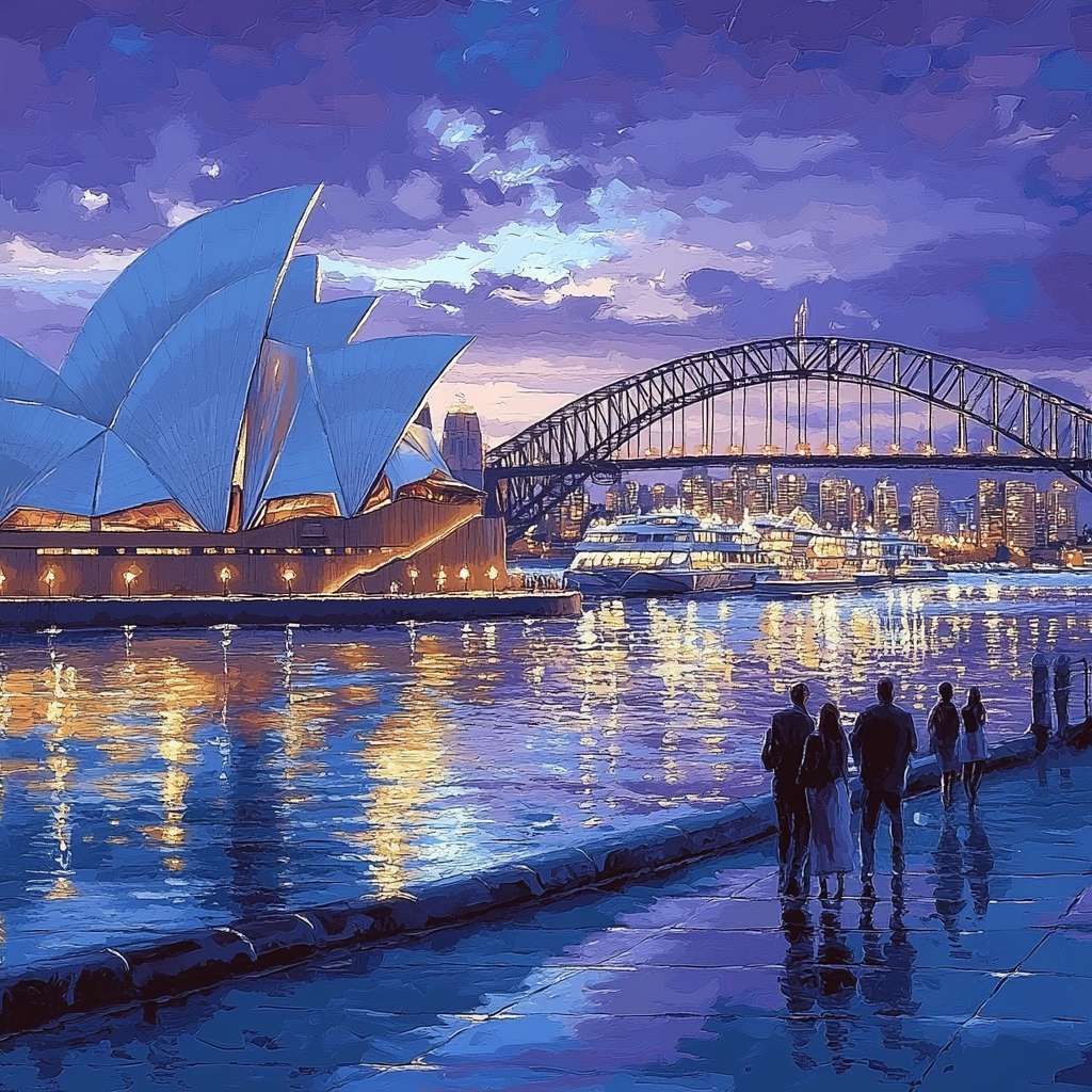 Sydney Harbour Bridge And Opera House Dusk Sydney Australia Numbered painting kits