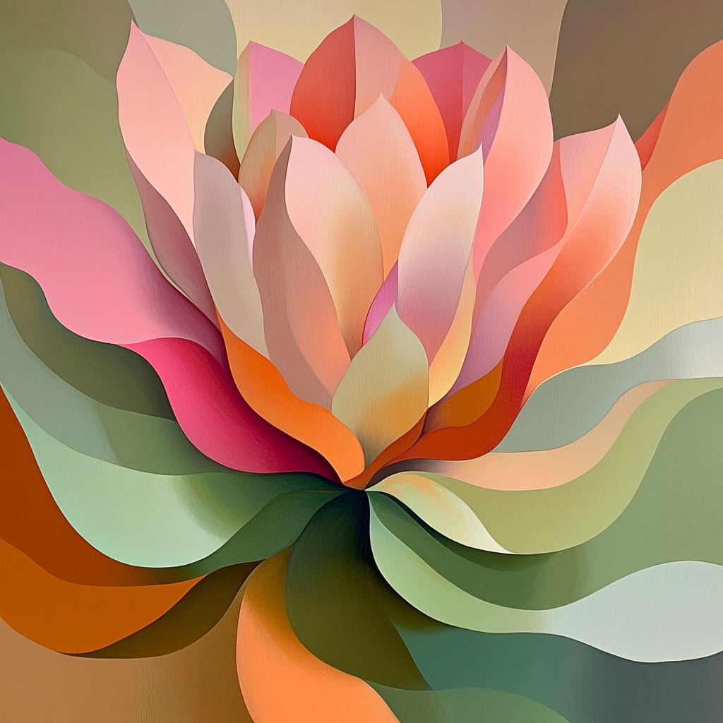 Georgia O’Keeffe Inspired Abstract Cactus Bloom paint by numbers