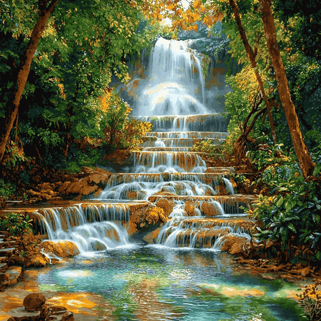 Erawan Waterfalls - Thailand Paint By Numbers