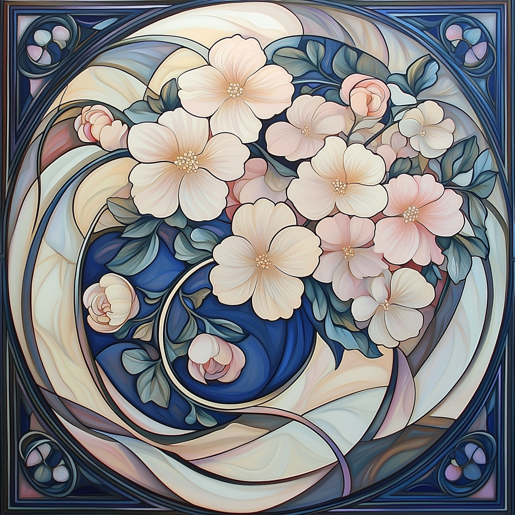 Alphonse Mucha Inspired Ethereal Nature's Melody Paint By Color