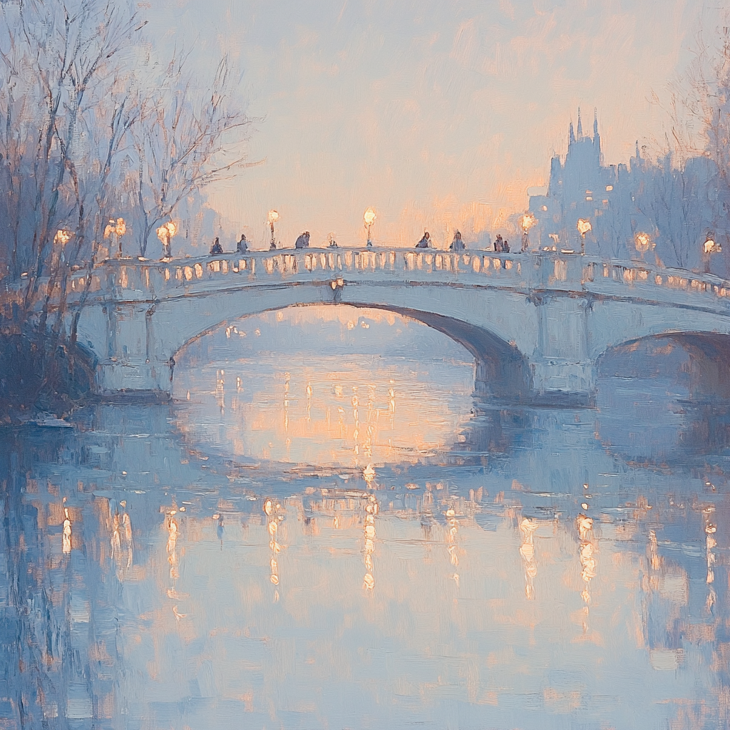 Claude Monet Inspired Foggy City Bridge painting number kit