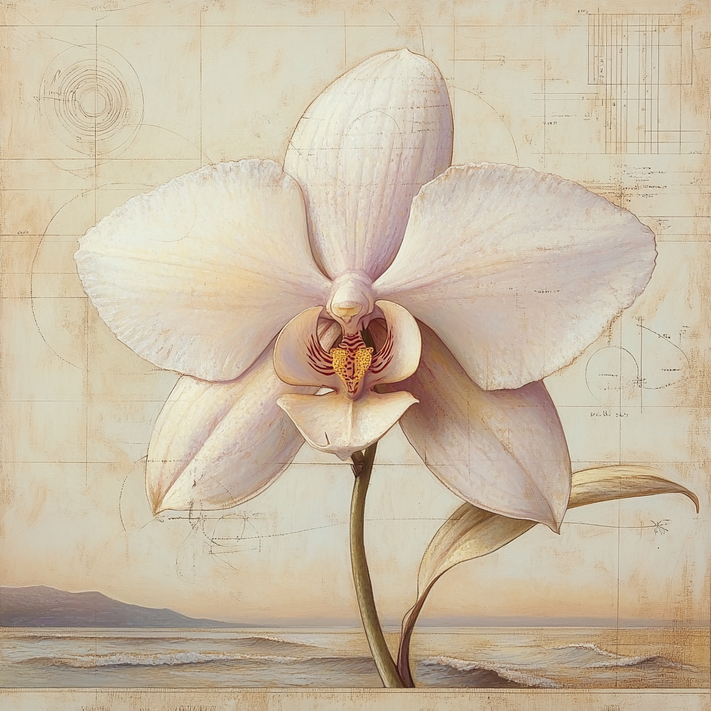 Leonardo Da Vinci Inspired Lunar Orchid Study DIY paint by numbers