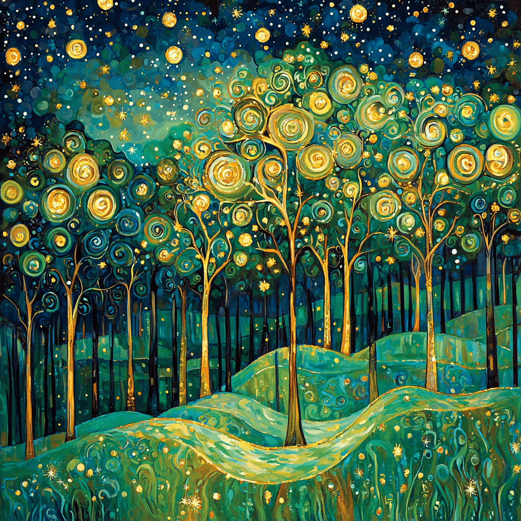 Gustav Klimt Inspired Mystical Forest Symphony Numbered Painting Kits