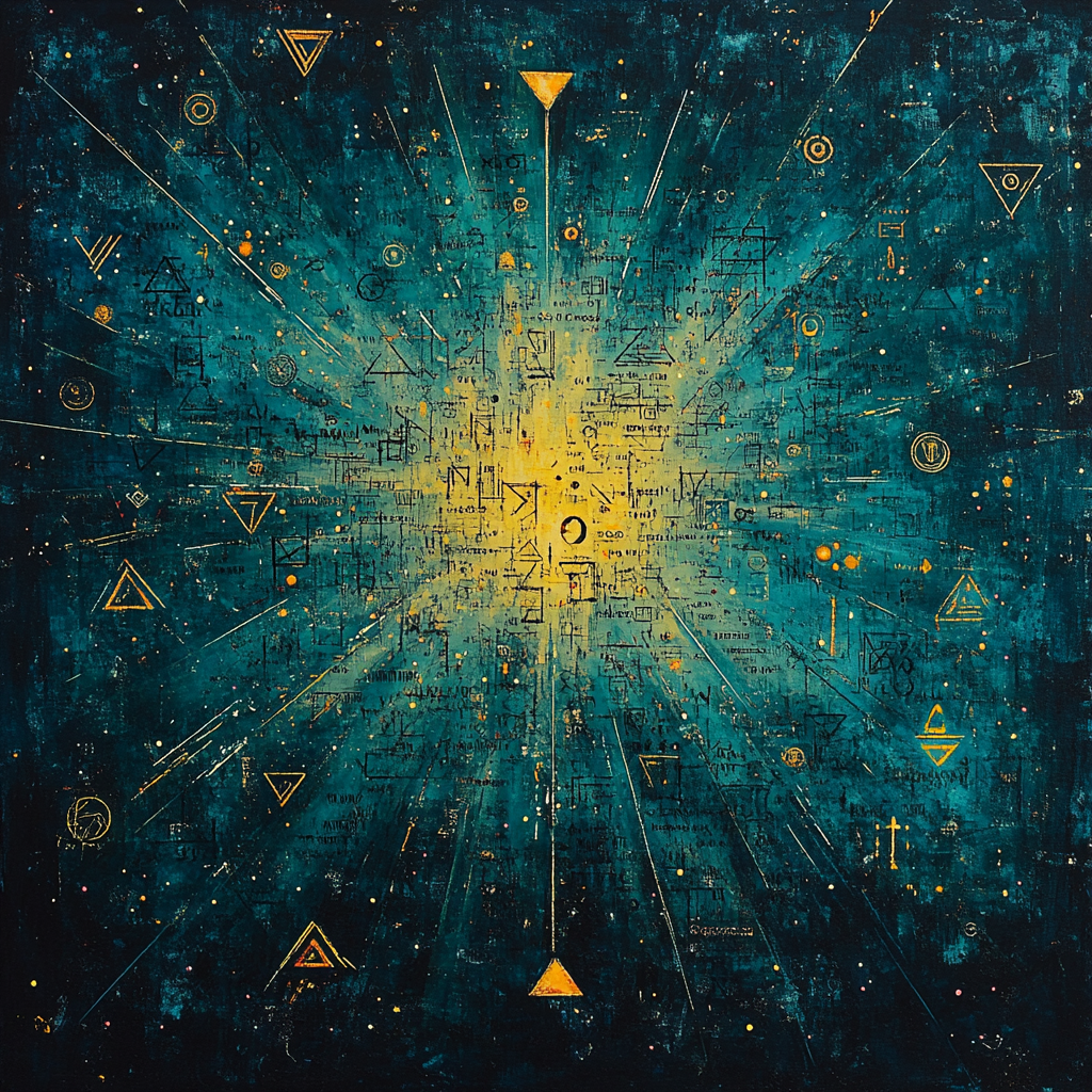 Jean-Michel Basquiat Inspired Cosmic Glyph Field Number painting