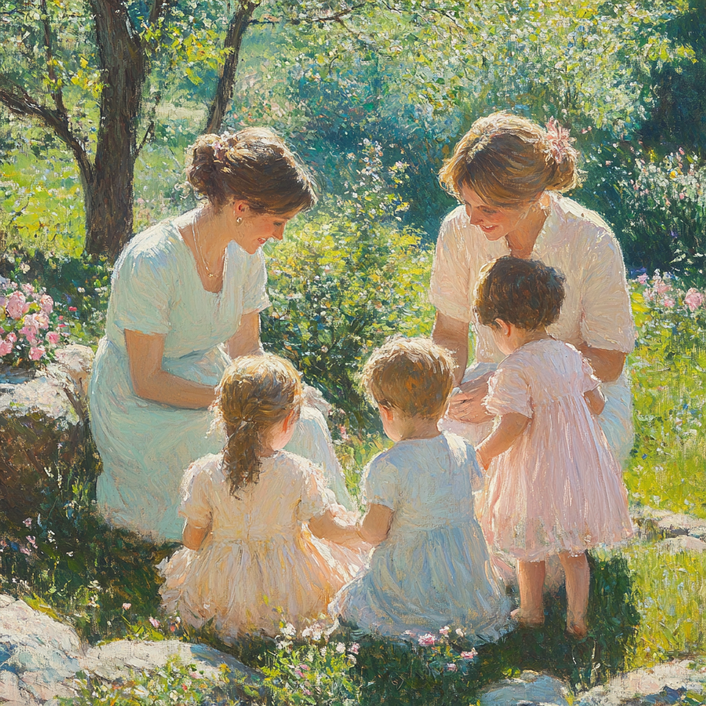 Mary Cassatt Inspired Mothers In The Garden paint by number