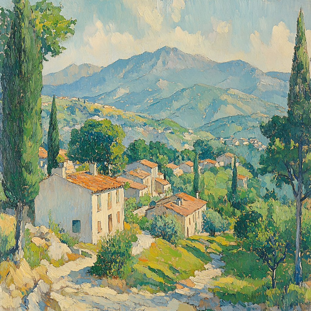 Paul Cézanne Inspired Mountain Village Morning paint by number