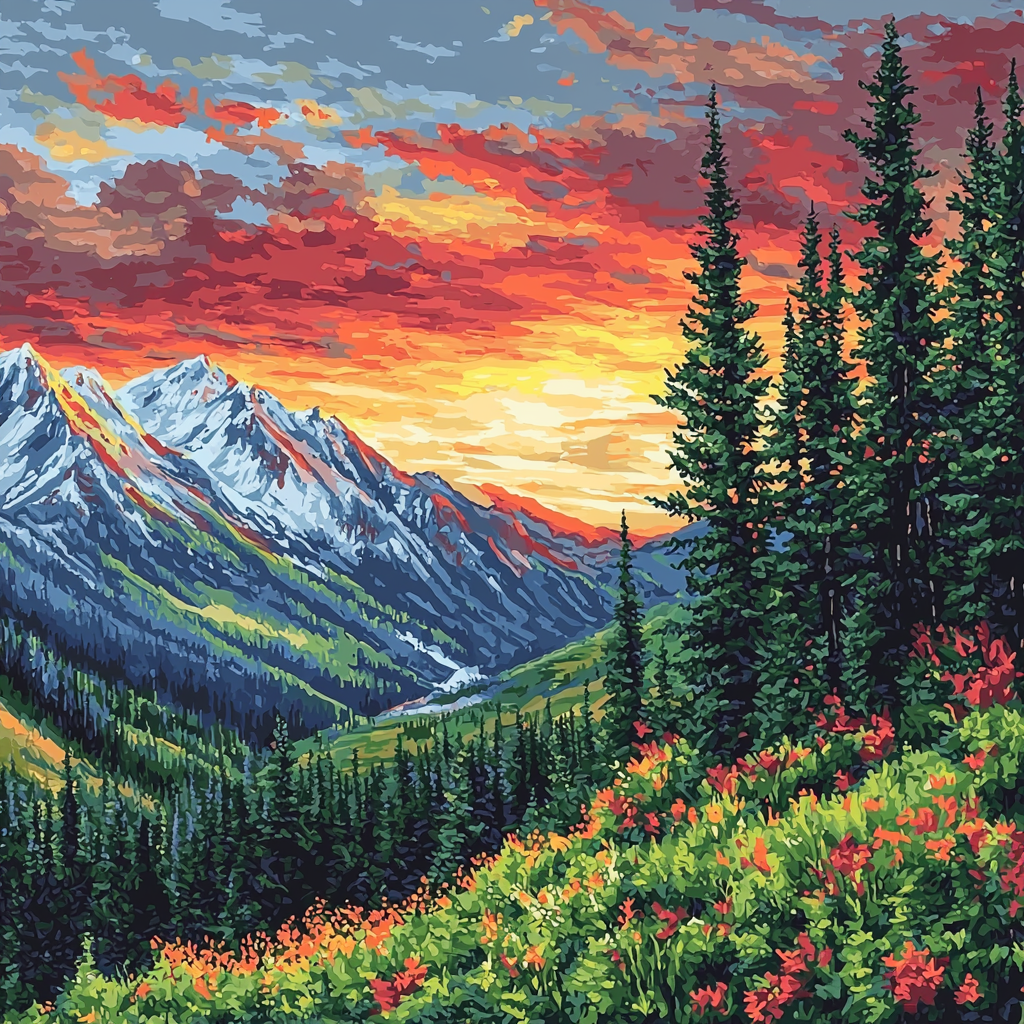 Georges Seurat Inspired Serene Mountain Rhapsody Paint By Number