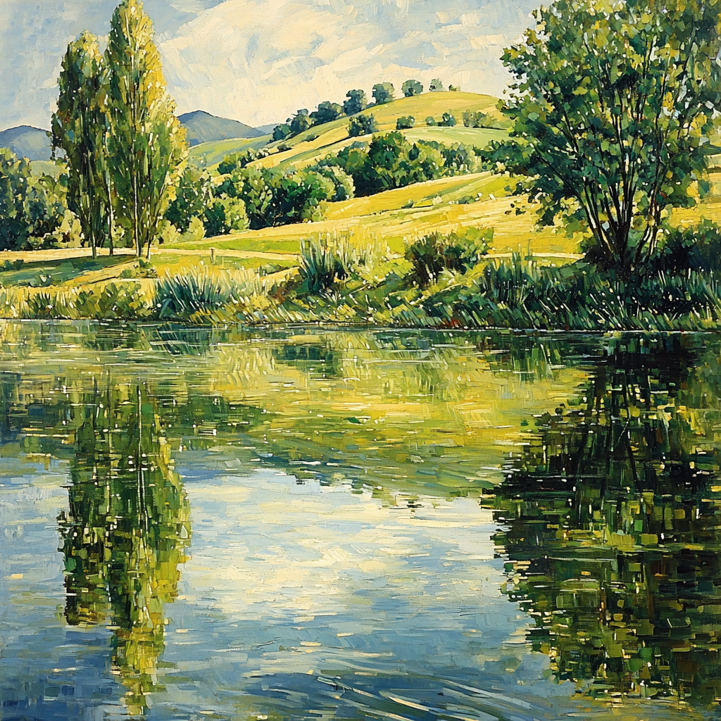 Paul Cézanne Inspired Dreamy Waterscape Reflection Painting Number Kit