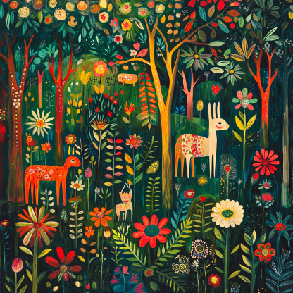 Frida Kahlo Inspired Vibrant Echoes Of The Forest Painting By Numbers Kit