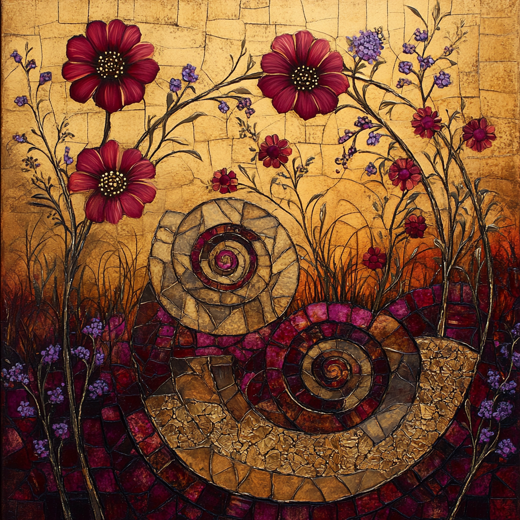 Gustav Klimt Inspired Orchard Of Memory paint by color