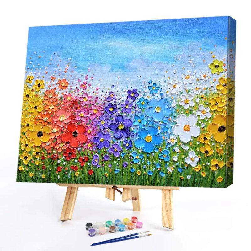 Vibrant Field Of Flowers Paint By Numbers Acrylic Painting Kit ...