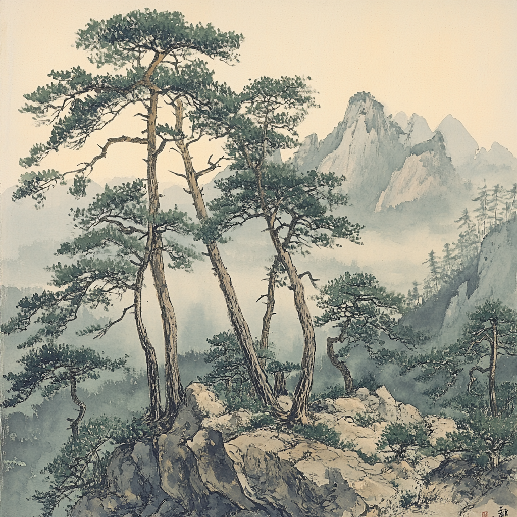 Zhao Mengfu Inspired Ancient Pine Grove Paint by numbers kits
