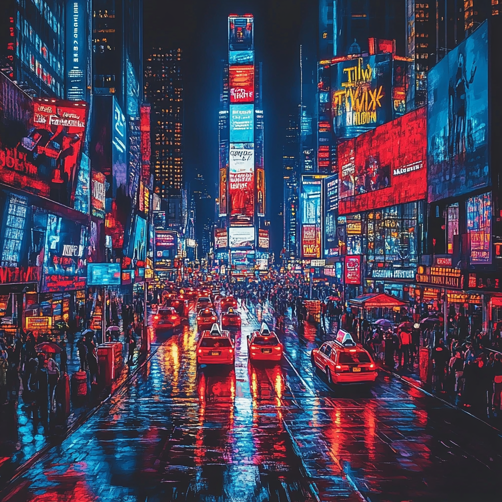 Times Square Neon Rush New York United States Paint by numbers art