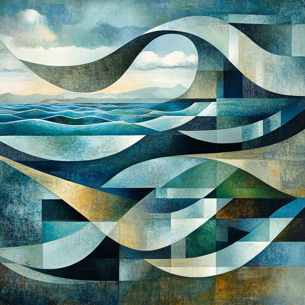 Pablo Picasso Inspired Cubist Ocean Waves Abstraction paint by numbers
