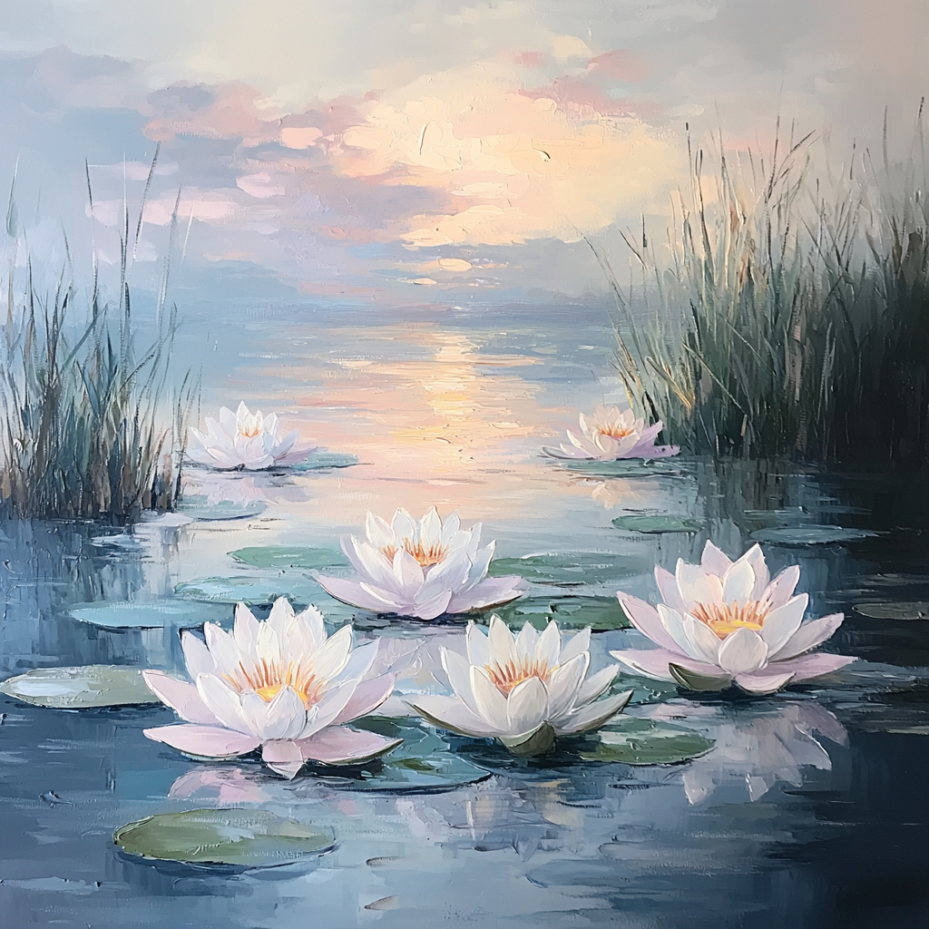 Monet Inspired Water Lilies In Dawn Light DIY Paint By Numbers