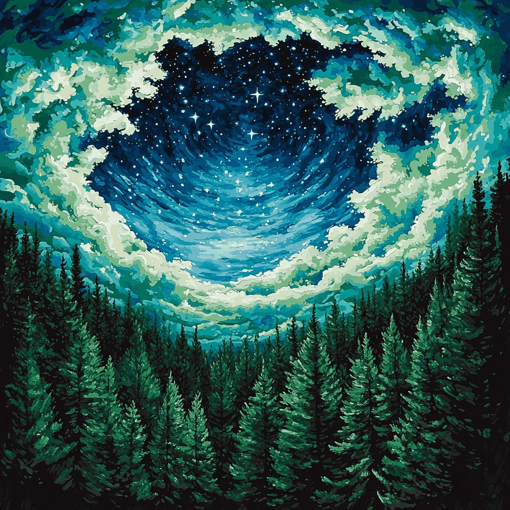 René Magritte Inspired Celestial Forest Canopy Paint By Numbers