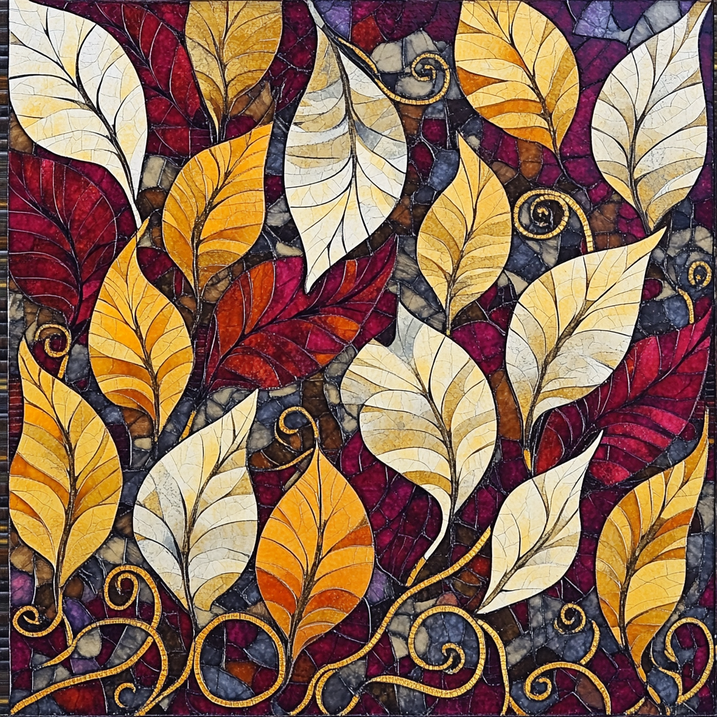 Gustav Klimt Inspired Abstract Autumn Leaf Tapestry painting number kit