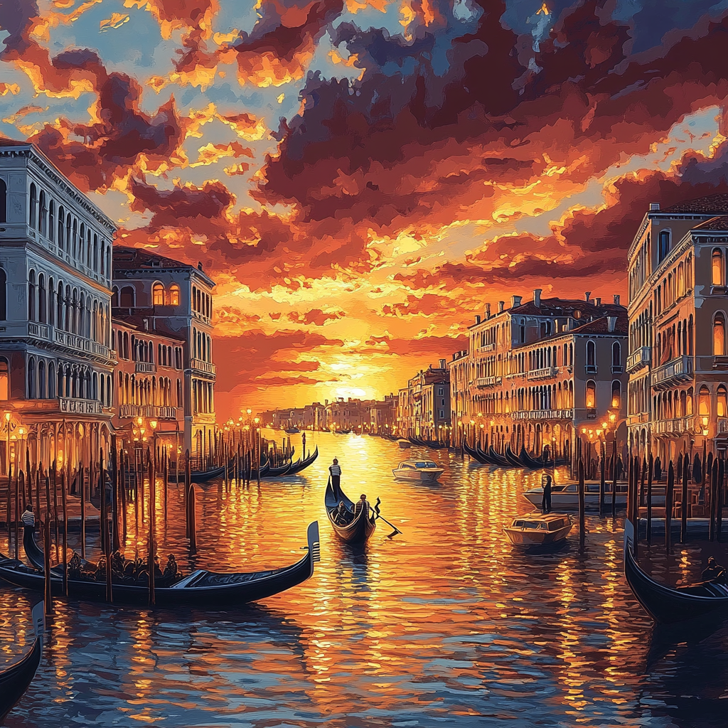 Titian Inspired Venetian Sunset Paint by numbers art