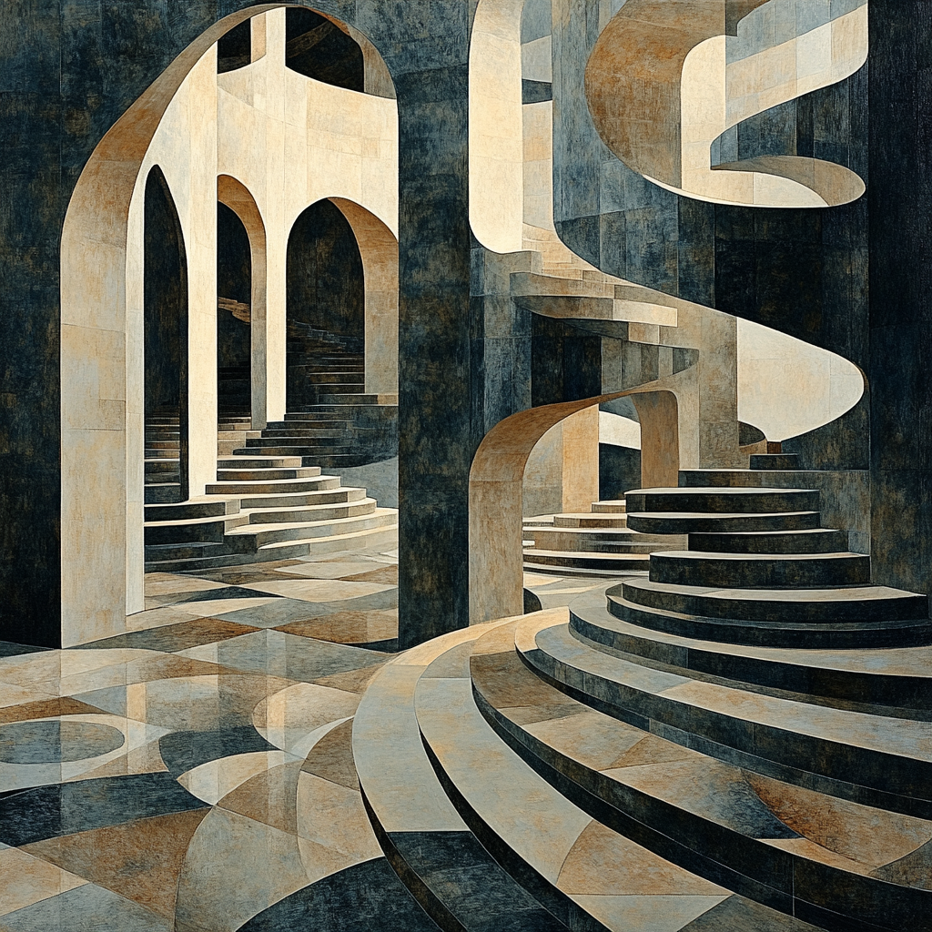 M.C. Escher Inspired Infinite Staircase Garden Numbered painting kits