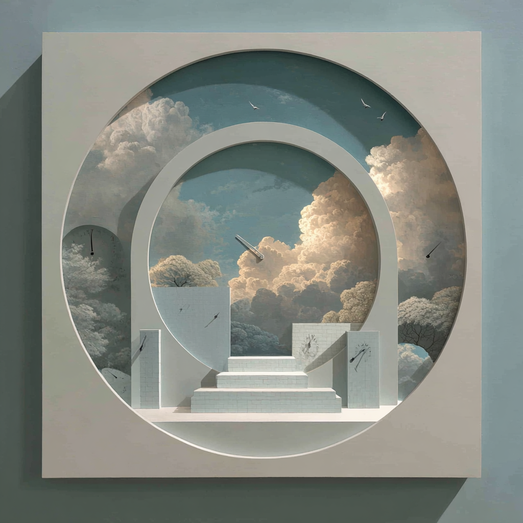 Rene Magritte Inspired Clock Shop painting number kit