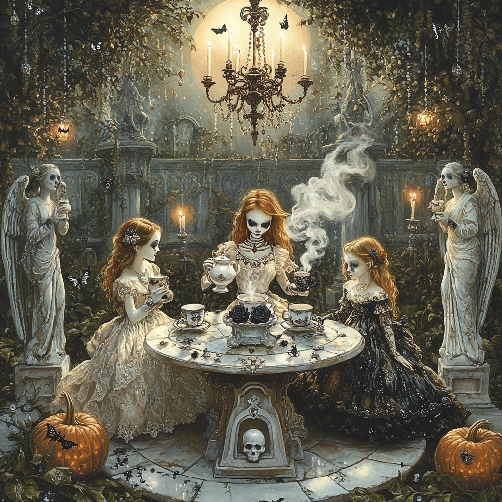 Crypt Garden Tea Party Spooky Edition painting number kit
