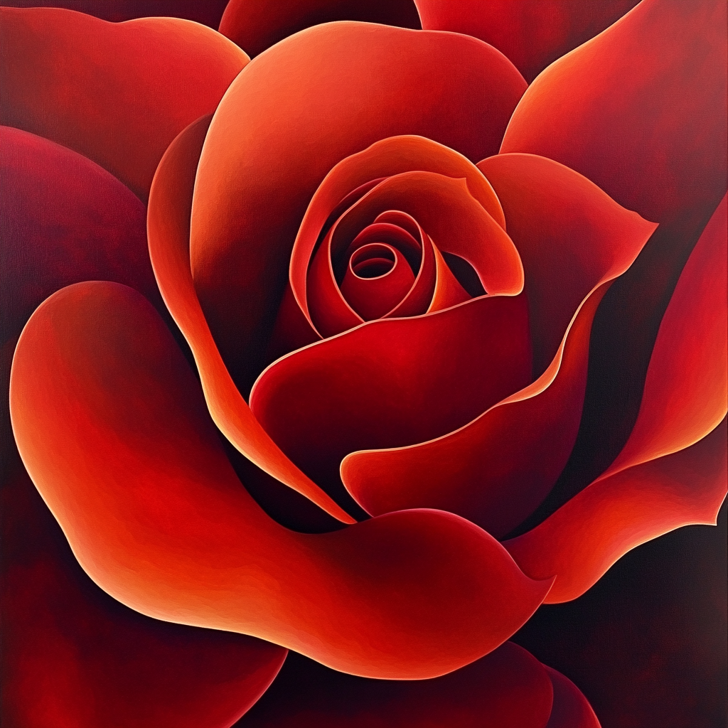 Georgia OKeeffe Inspired Red Rose Close-Up Paint by numbers art