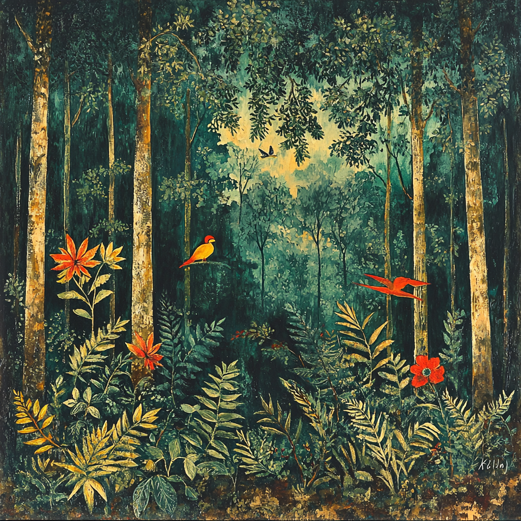 Frida Kahlo Inspired Symbolic Forest Echoes DIY Paint By Numbers