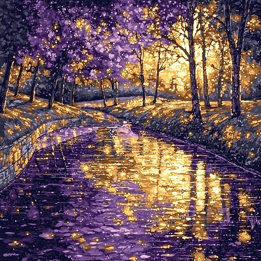 Georges Seurat Inspired Mystic Twilight Reflections Paint By Color