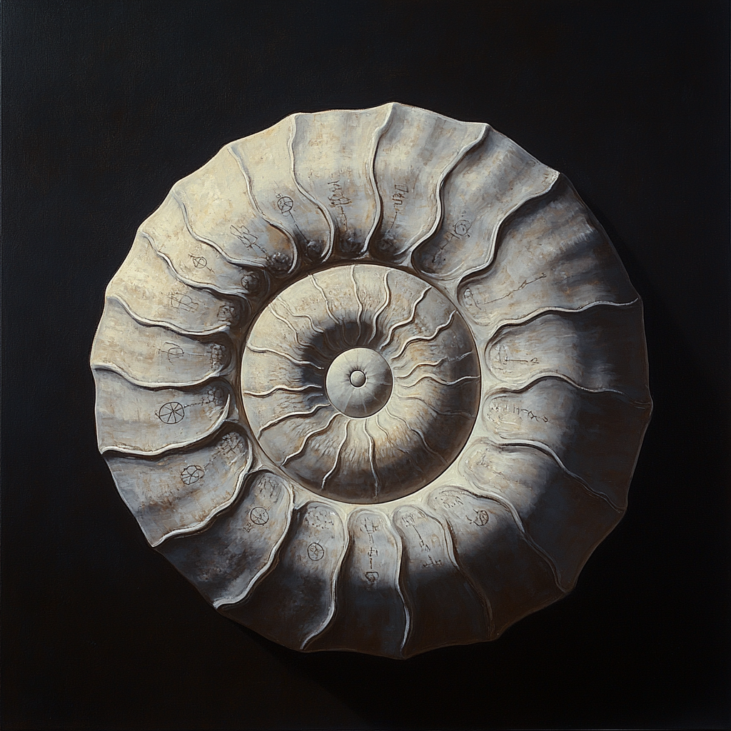 Caravaggio Inspired Spiral Fossil Reliquary paint by color