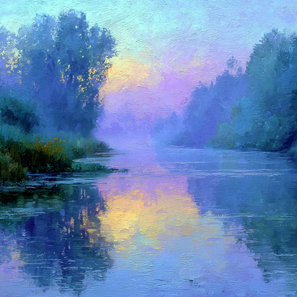 Claude Monet Inspired River Dawn paint by numbers