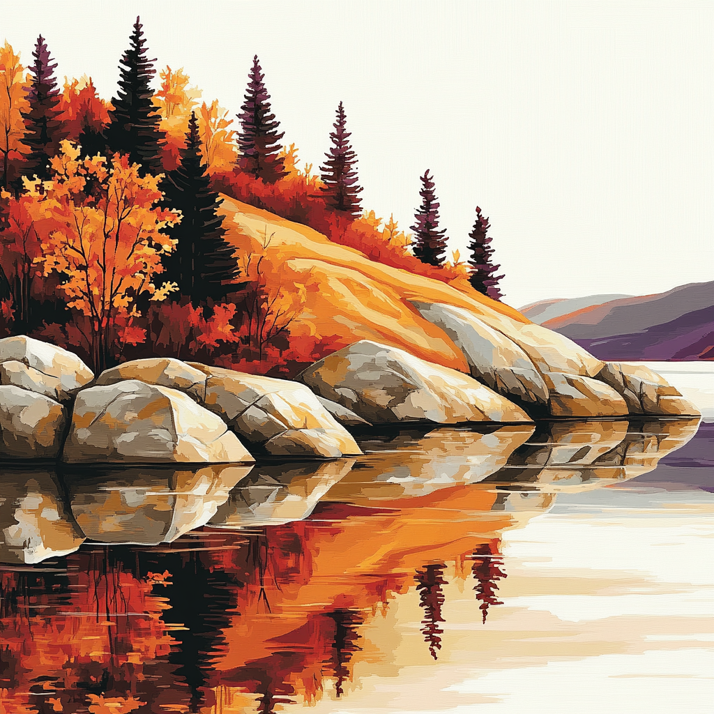 Franklin Carmichael Inspired Autumn Ridge Reflections paint by number