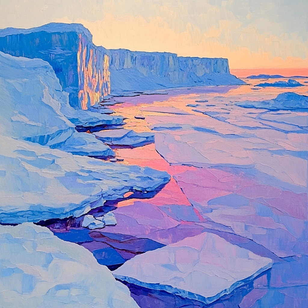 A.Y. Jackson Inspired Winter Morning On Arctic Ice Number painting